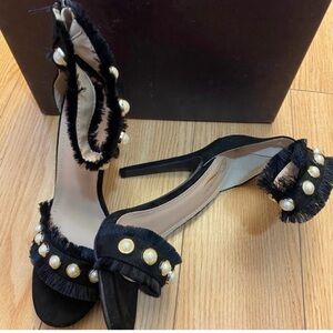 Size 8  Black Heels with Pearl Detailing